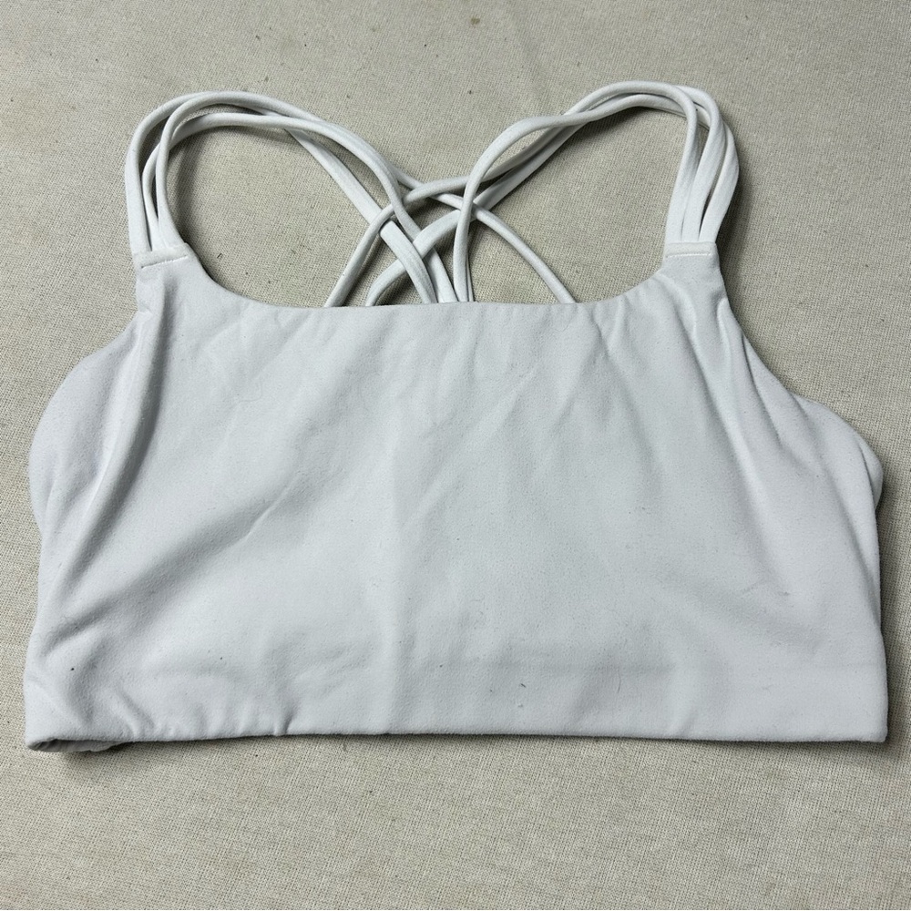 Athleta Size S White Strappy Sports Bra C